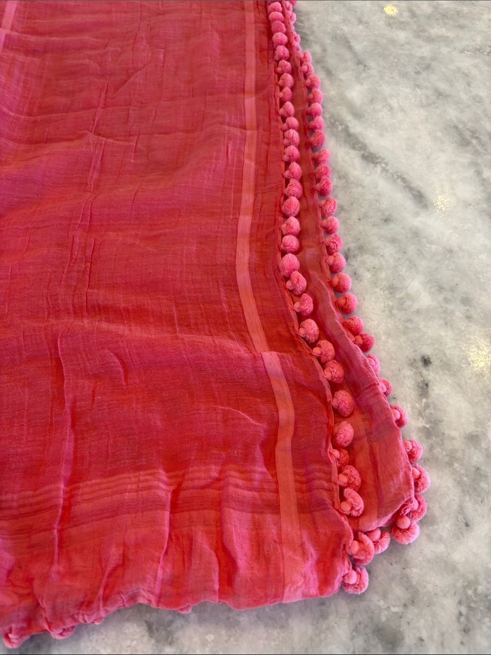 Matta Hot Pink Lightweight Scarf with Pom-Pom Trim - Picture 5 of 6